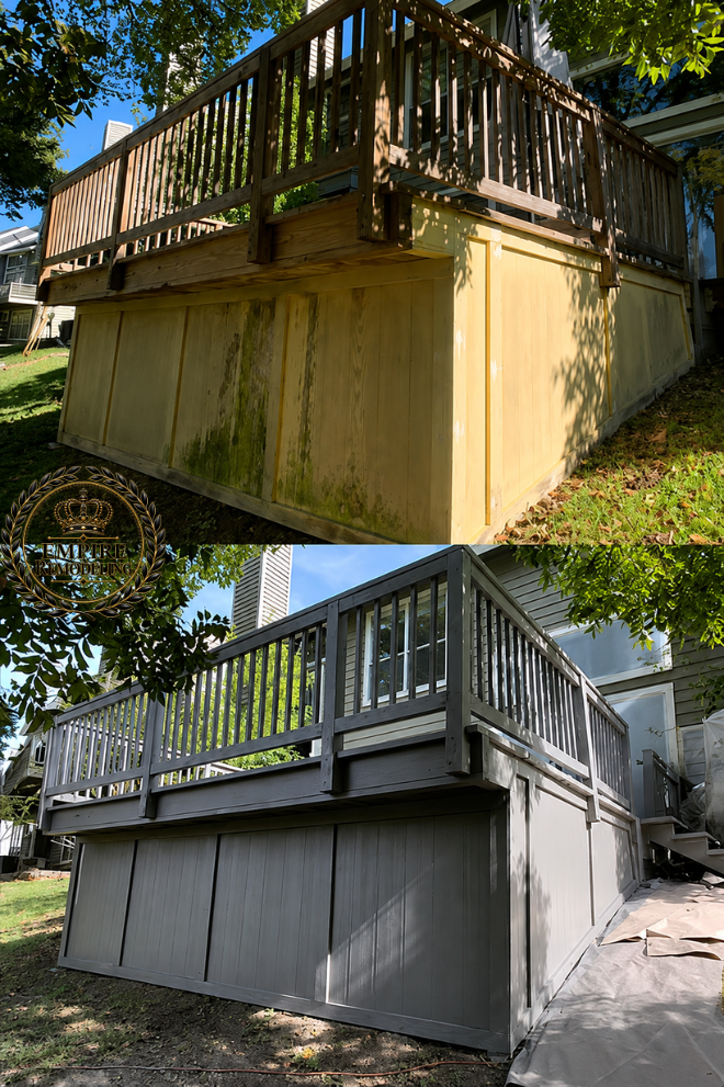 Deck restoration before and after by Empire Remodeling