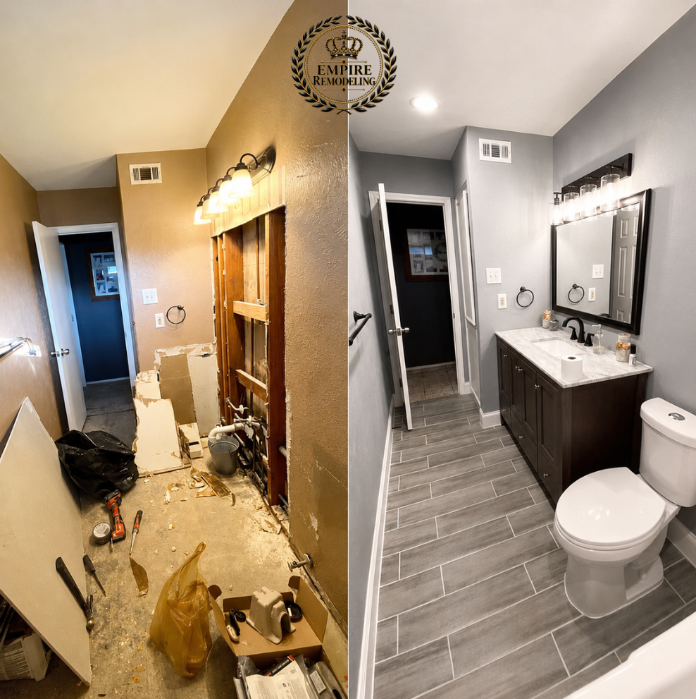 Powder bath remodel before and after by Empire Remodeling